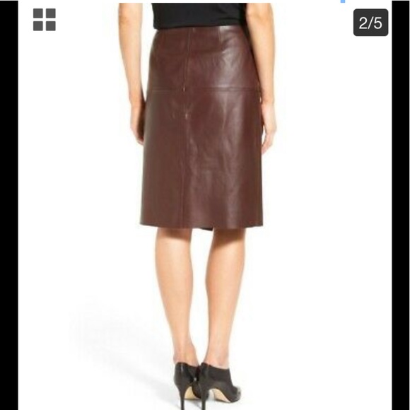 Mock Wrap Real Leather Skirt - Picture 3 of 13